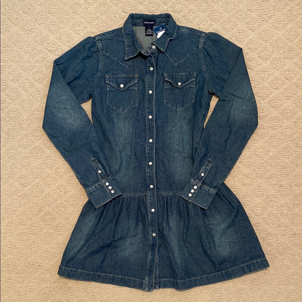 Ralph Lauren girls size 16 Long Sleeve Denim Dress